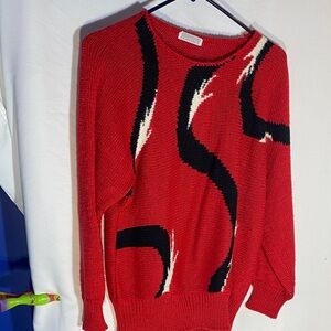 Fabrizio Vintage Women’s Red Abstract Pattern Sweater